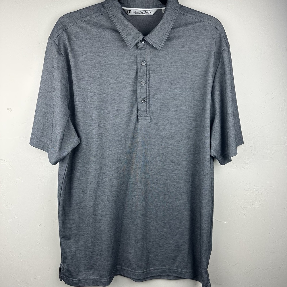 TravisMathew Mens Large Gray Heather Pima Cotton Blend Polo Golf Casual Shirt